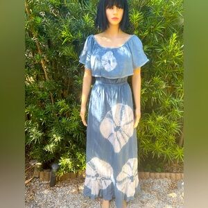 BILLABONG BLUE & WHITE BATIK MAXI DRESS